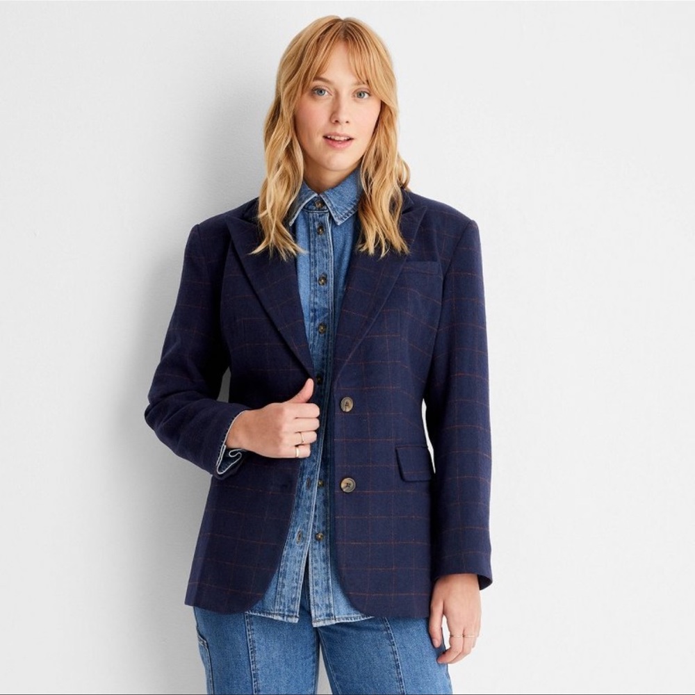 Women's Long Sleeve Prep Check Blazer by Future Collective w/Reese Blutstein